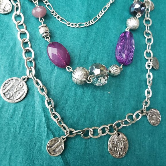 2/20$ Premier design coins and purple 3 strands necklace - Picture 5 of 6